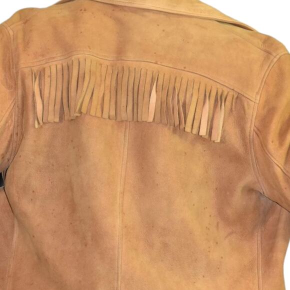 Vintage Fringe Leather Jacket Tan Blazer Deerskin Buckskin 70s Easy Rider Small - Picture 5 of 16